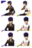 Concept artwork of Naoto's expressions (battle)