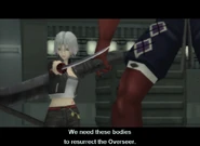 Ogami in a cutscene along with an Oni