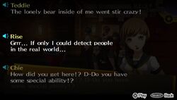 Rise expressing frustration over not being able to use her Persona in the real world in the original Persona 4.