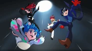 Joker, Kasumi, Crow, and Luca falling