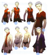 Akihiko's school uniform, two casual attires, swimsuit, and Kyoto yukata