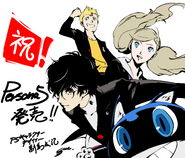 Illustration of the protagonist, Morgana, Ryuji, Ann