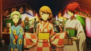 Fuuka, Yukari and Mitsuru wearing yukata during the Summer Festival at Naganaki Shrine
