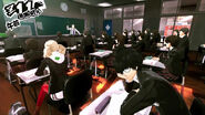 The protagonist, seated behind Ann, daydreaming in class