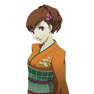The female protagonist in an orange kimono