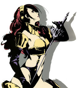 armor artemisia (megami tensei) bodysuit gun kirijou mitsuru persona  persona 3 persona 4 skintight sword watermark weapon