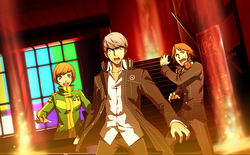 P4AU (Adachi DLC Episode, Yu, Yosuke and Chie are unexpecting encountering Adachi)