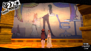 Futaba's mural showing her pulling her mother's skirt