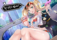 Artwork of Ann and Morgana celebrating P5S's South Korean release by @RR_youngin (Facebook; Tweet; pixiv)