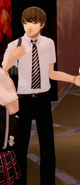 A boy wearing Kosei's summer uniform