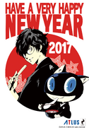 P5 New Years 2017 Illustration of the Protagonist and Morgana