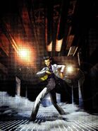 Artwork of the protagonist in the box art of the game