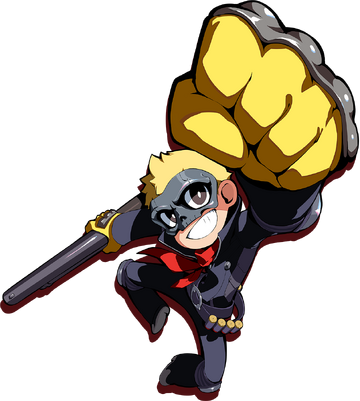 Ryuji sakamoto protecting with his gun