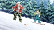 Yosuke snowboarding with Chie