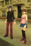 The protagonist wearing the Devil Survivor protagonist and Yuzu outfits.