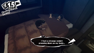 The protagonist having a nightmare. Morgana is sleeping on top of him.