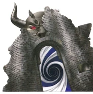 Orcus' redesigned artwork as it appears in Shin Megami Tensei: Strange Journey. The plaque reads "GO TO HELL"