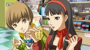 Yukiko shopping with Chie for accessories for Labrys.