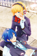 Aigis resting with Makoto