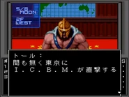Thor in the SEGA CD version announcing the start of the nuclear strike in Tokyo