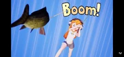 Meggy catching a fish.