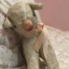 Vintage plush lamb with rubber mouth and bow US$50