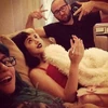 Melanie in the studio with Felix and Phoebe
