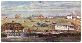 Melbourne Landing, 1840; watercolour by W