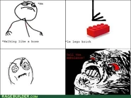 A Rage Comic About the common "step on a LEGGO brick" slapstick. LMFAO