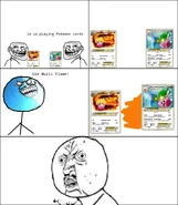 A comic about a Pokemon TCG battle with cards themed after the Kirby series.