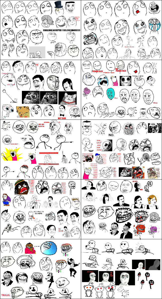 rage face list with names