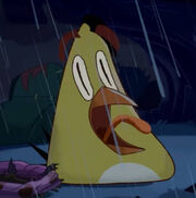 A screaming yellow Angry Bird intended to be used in memes.