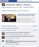 Captura de pantalla de publicación (ahora borrada) de la página oficial de Barack Obama en Facebook. Se ven múltiples comentarios llenos de spam con la letra "Ñ"