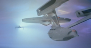 USS Enterprise faces off with the USS Reliant in the Battle of the Mutara Nebula