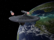 USS Enterprise orbiting Omicron Ceti III remastered
