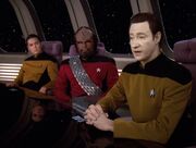 Wesley Crusher, Worf, and Data, quantum reality