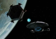 Cannon fire about to hit a target buoy