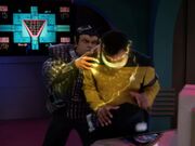 Quantum singularity lifeform attacks La Forge