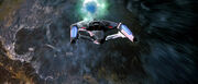 USS Enterprise-E enters temporal vortex