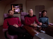 Captain Jellico, Riker und Troi verhandeln mit den Cardassianern