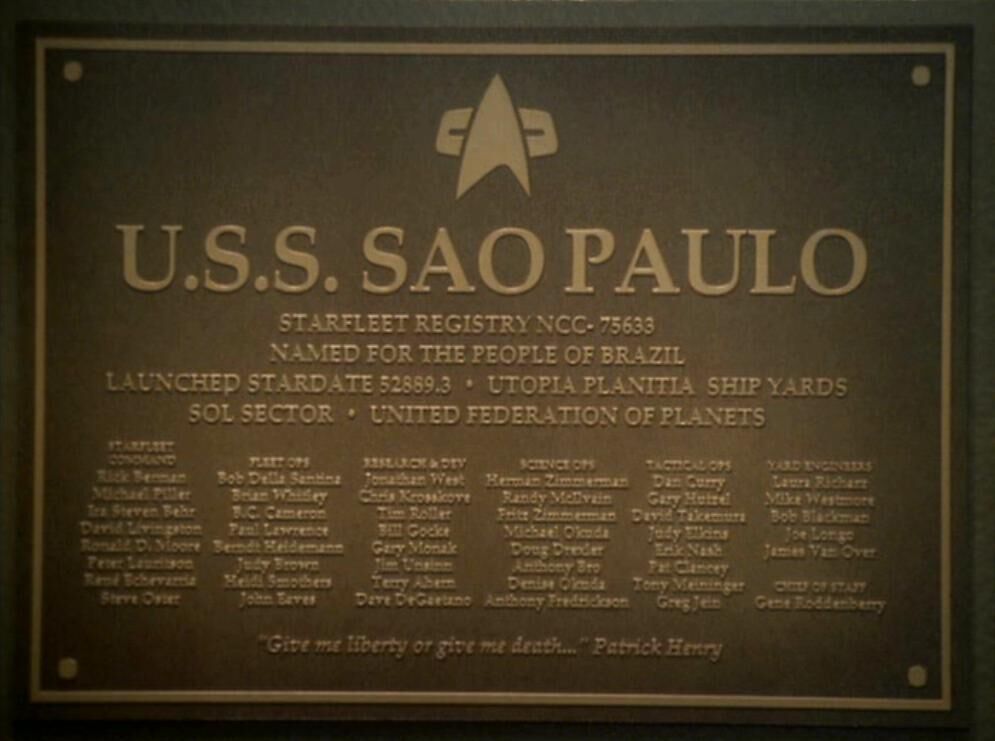 USS Sao Paulo dedication plaque