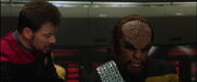William T. Riker tells Worf to ready photon torpedo spread