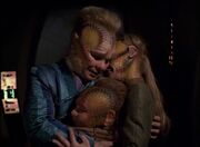 Neelix, Dexa, and Brax hug