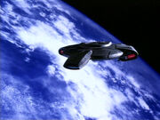 USS Defiant orbiting Earth