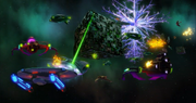 USS Cerritos witnesses the Romulans and Klingons fighting the Pakleds, Borg and Crystalline Entity