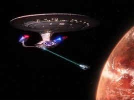 USS Enterprise-D attempts to tractor the Sanction
