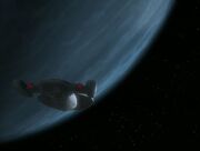 Voyager orbiting dream species' homeworld