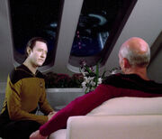 Data and Picard discuss Prime Directive