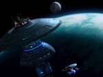 USS Enterprise-D approaches Lya Station Alpha