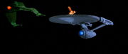 Klingon Bird-of-Prey witnesses Enterprise destruction